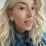 Gloria Studs in Rhodium Turquoise
