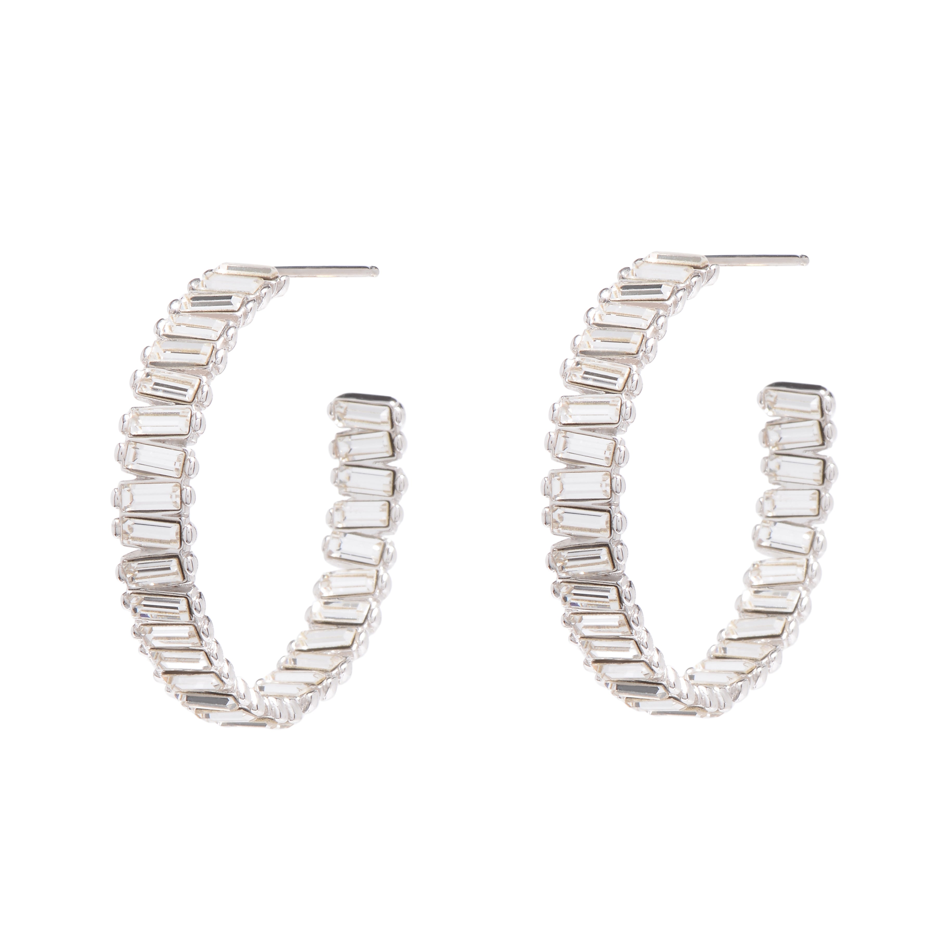 Earrings - Baby Serena Hoops in Rhodium - Melissa Lovy