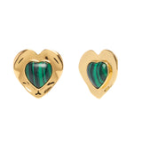 Gloria Studs in Gold Malachite