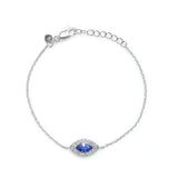 Evil Eye Bracelet in Rhodium with Sapphire