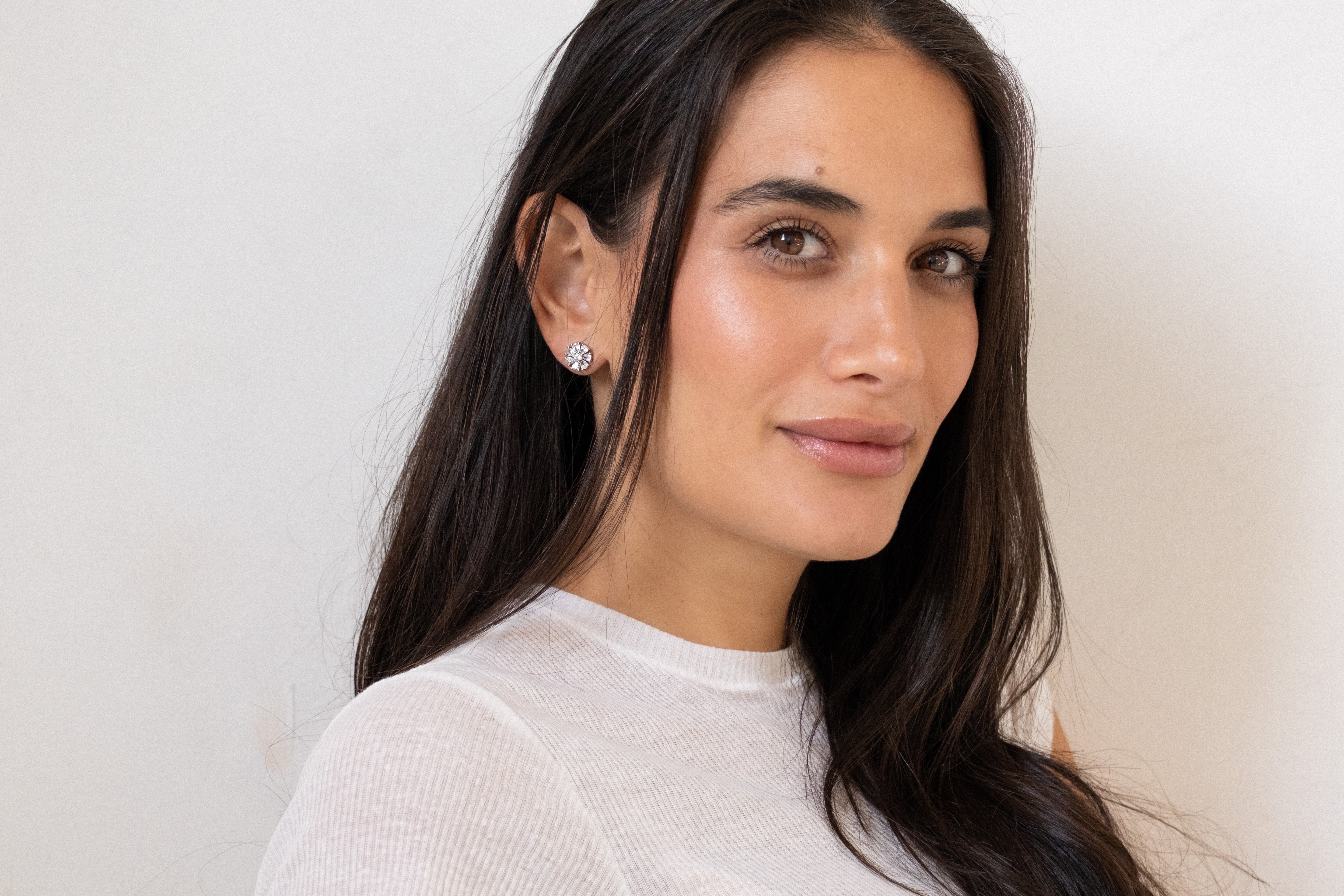 Baby Maggie Studs in Rhodium