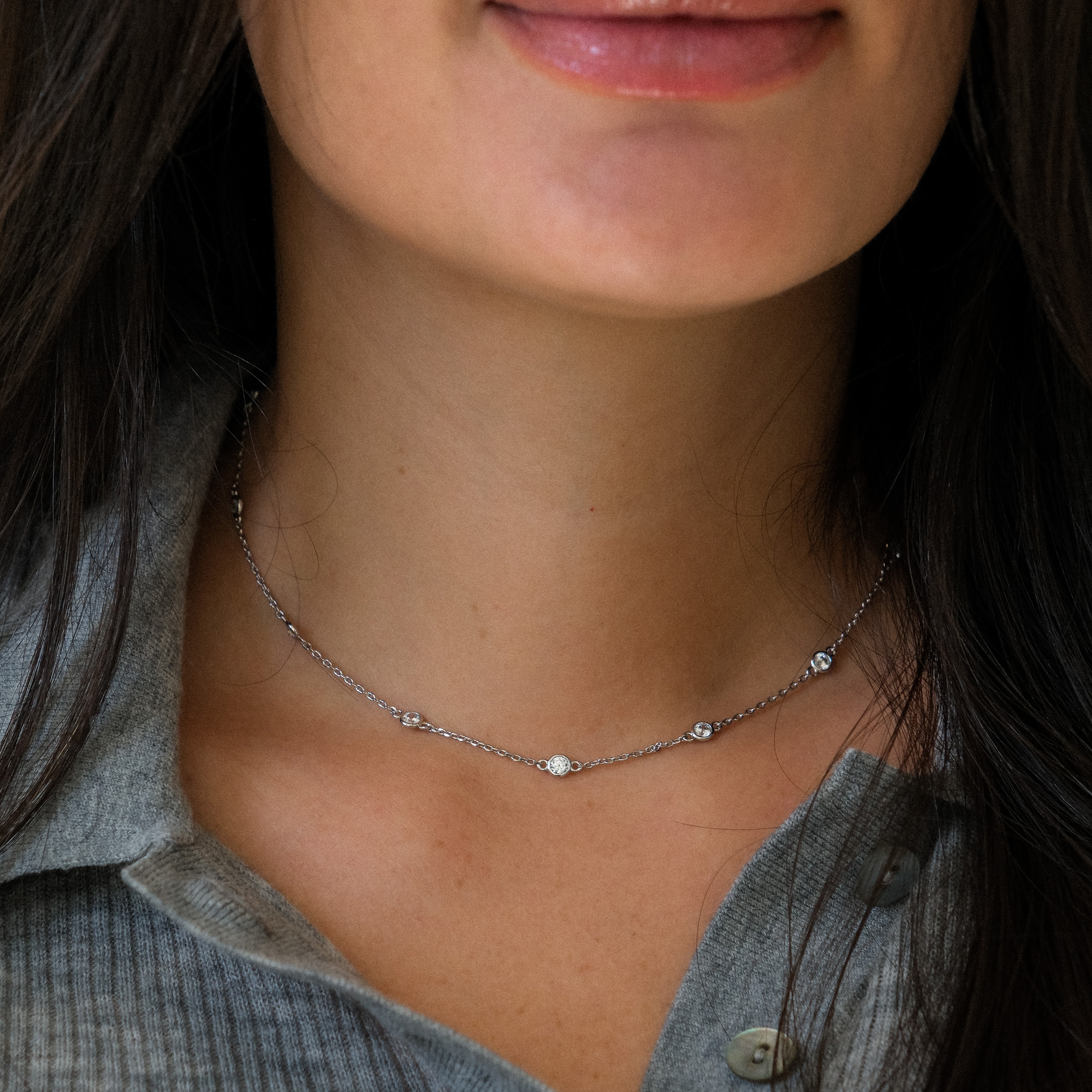 Isla Necklace in Rhodium
