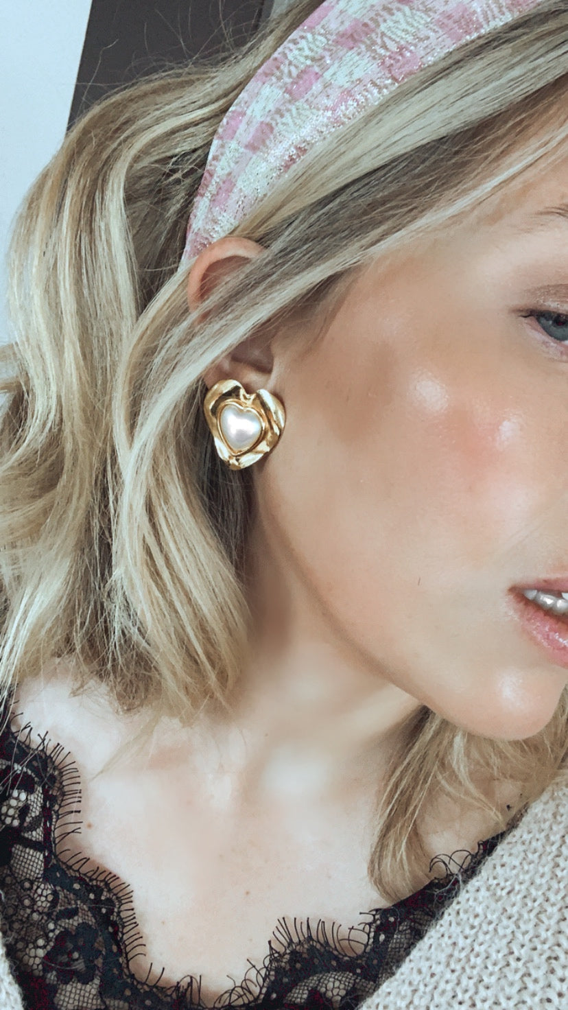 Earrings - Gloria Earrings in Gold Pearl - Melissa Lovy