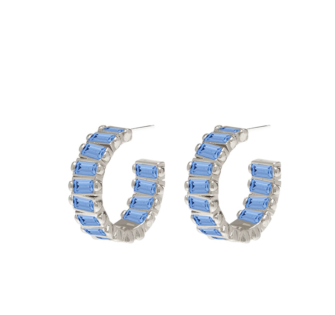 XS Baby Serena Hoops in Rhodium Aquamarine - BFCM SAMPLE SALE!