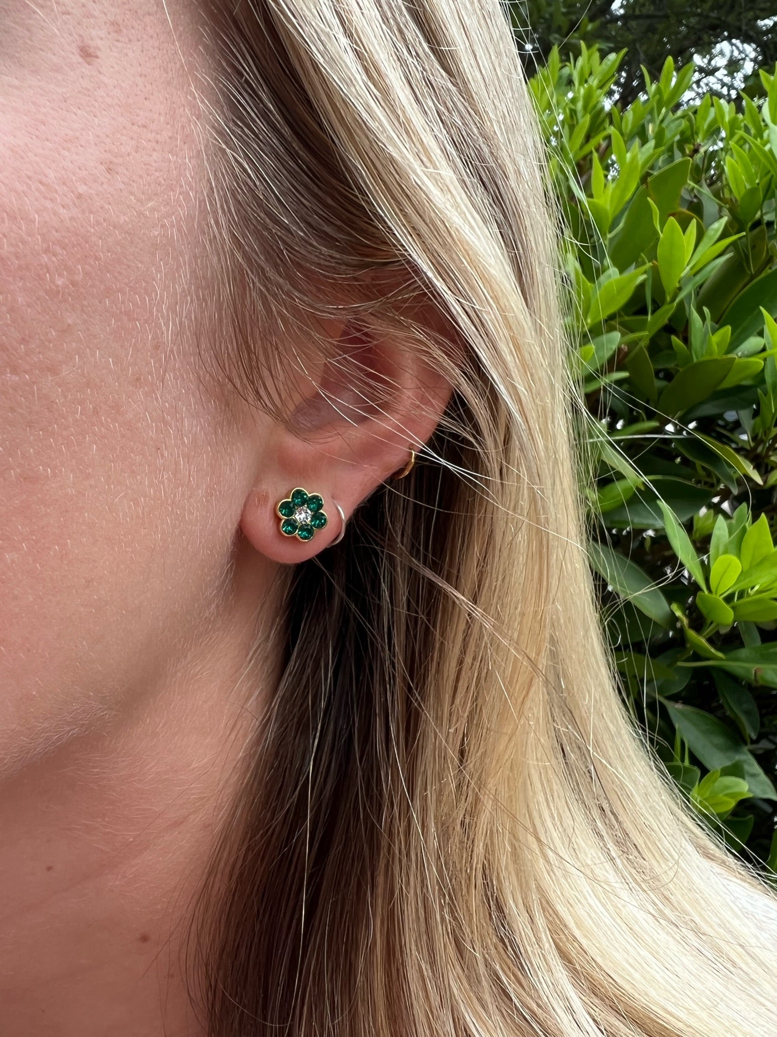 Baby Libby Studs in Gold with Emerald