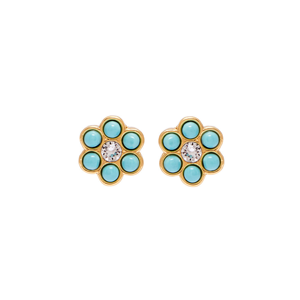 Baby Libby Studs in Gold with Turquoise