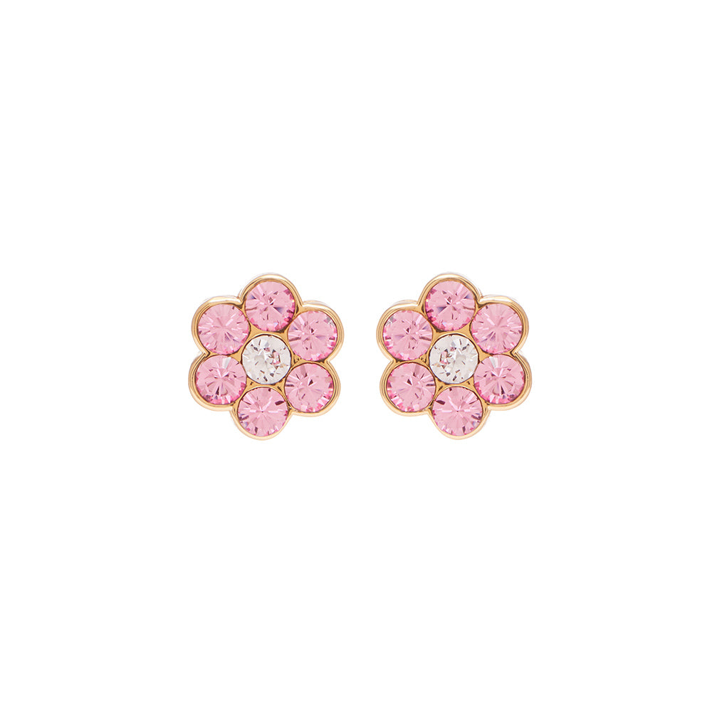 Baby Libby Studs in Gold with Pink