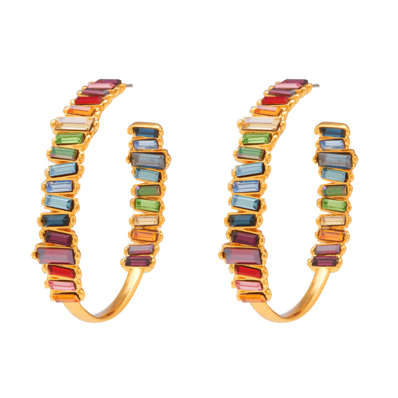 Earrings - Serena Hoops in Gold Rainbow - Melissa Lovy