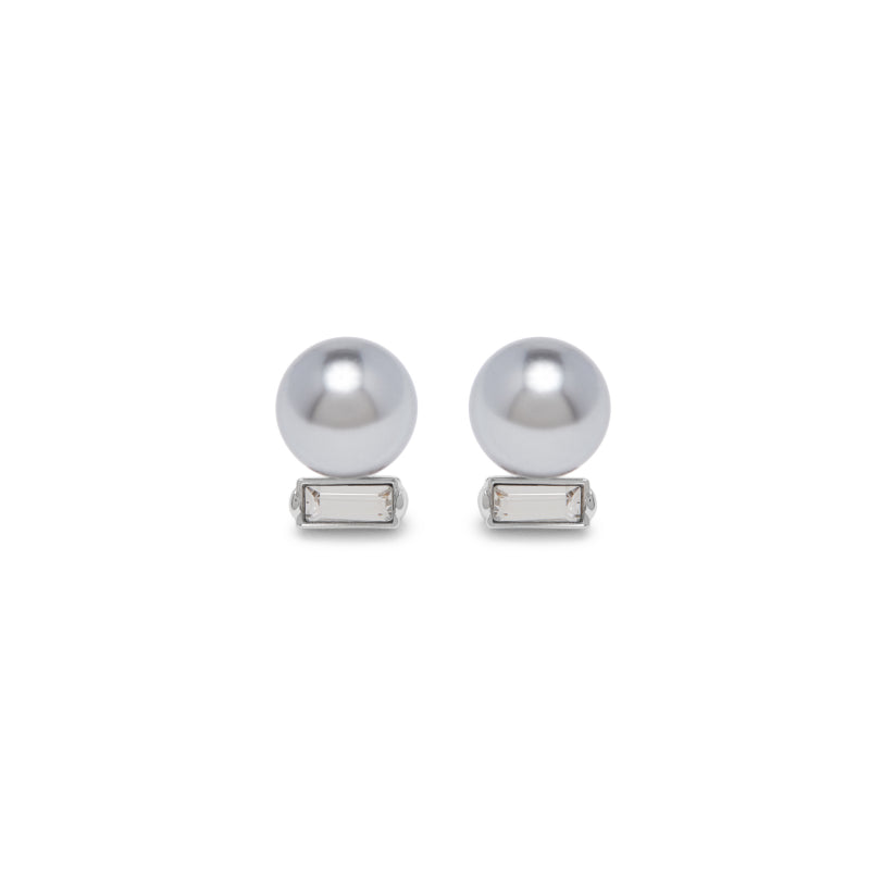 Lily Studs in Rhodium with Grey - SPRING CLEANING