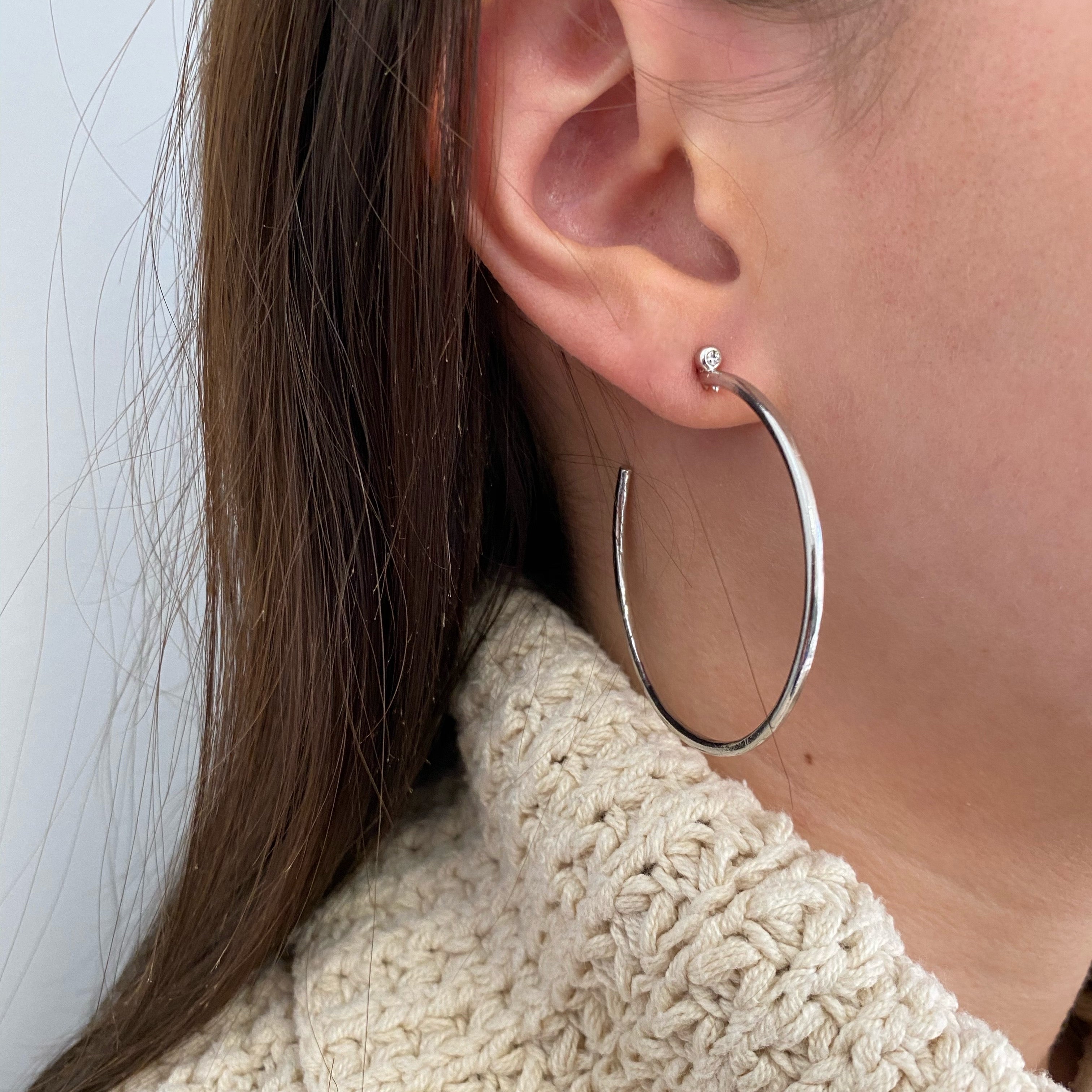 Earrings - Tinsley Hoop in Rhodium - Melissa Lovy