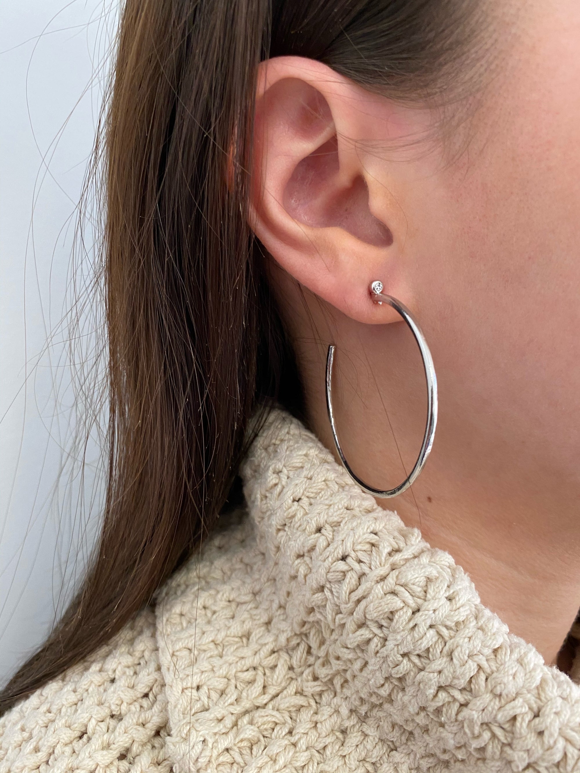 Earrings - Tinsley Hoop in Rhodium - Melissa Lovy