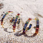 Earrings - Serena Hoops in Gold Rainbow - Melissa Lovy
