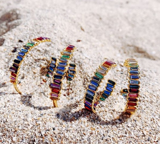 Earrings - Serena Hoops in Gold Rainbow - Melissa Lovy